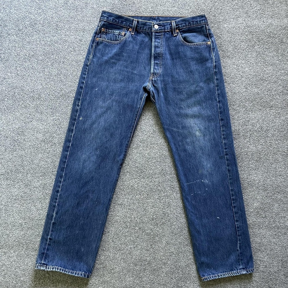 Levis 501 Jeans Mens 36x31 Blue Denim Straight Button Fly Vintage Paper Tag